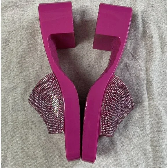 Rouge Helium Hot Pink Stud Embellished Slip On Sandal Womens 11 Barbiecore Y2K - Picture 3 of 11